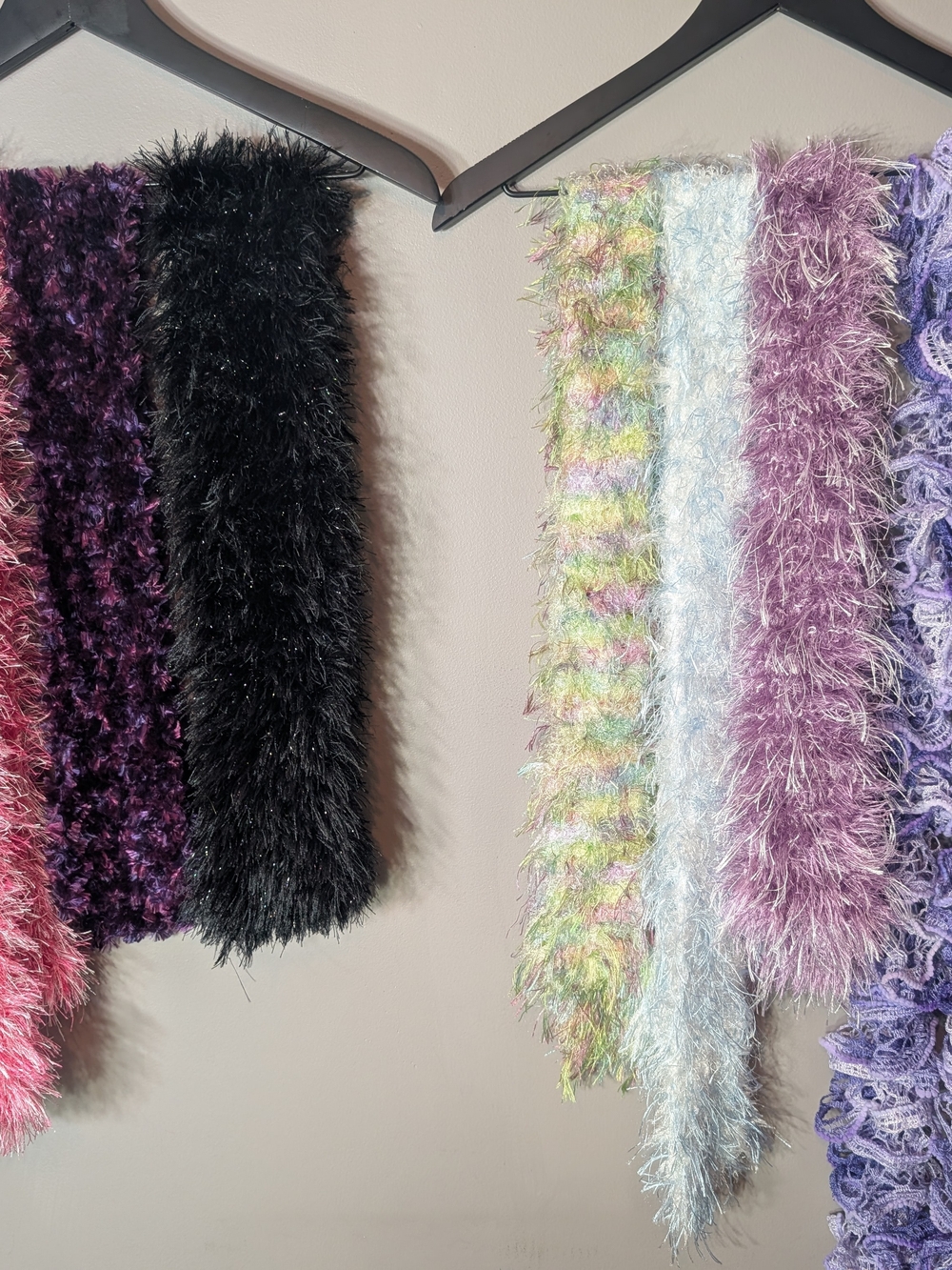 Y2K Assorted Fuzzy Yarn Scarves - 7 Count Crochet Super Soft